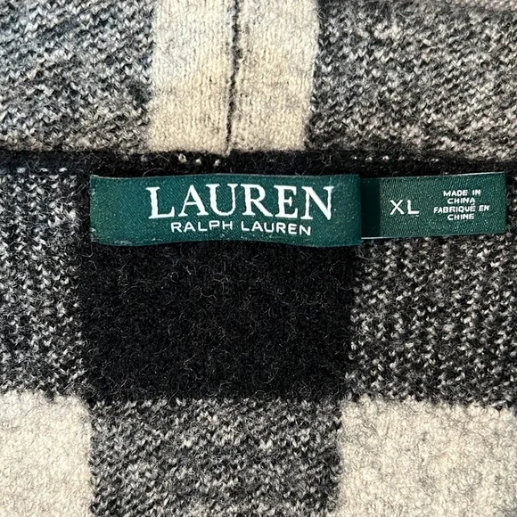 100% wool |  Ralph Lauren | Black/Grey Checkered Shackett | Size XL - Picture 5 of 6